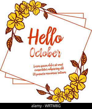 Moderne Herbst Blätter und Blüten, für Kalligraphie hallo Oktober. Vektor Stock Vektor