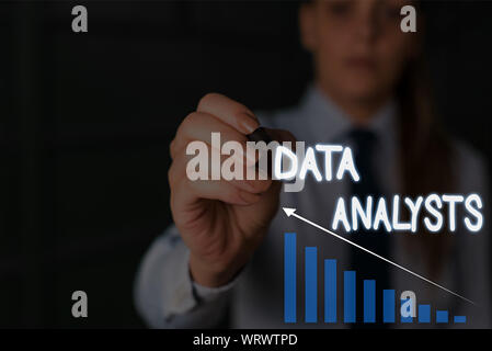 Schreiben Hinweis mit den Daten für die Analysten. Business Konzept für Programmierer Design und Bericht erkennt Muster erstellen Frau tragen formalen Arbeit Anzug presentin Stockfoto