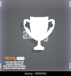 Sieger cup Zeichen Symbol. Vergabe von Sieger Symbol. Trophäe. Auf dem blau-grünen Abstrakt Hintergrund mit Schatten und Platz für Ihren Text. Vektor Stock Vektor