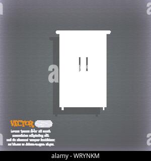 Schrank-Symbol Zeichen. Auf dem blau-grünen abstrakten Hintergrund mit Schatten und Platz für Ihren Text. Vektor Stock Vektor