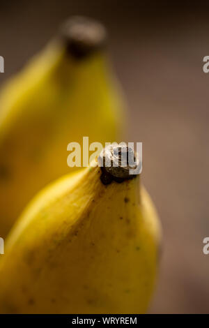 Zwei gelbe Bananen Textur, Close Up & Makroaufnahme, abstrakten Hintergrund, Thai Früchte Stockfoto