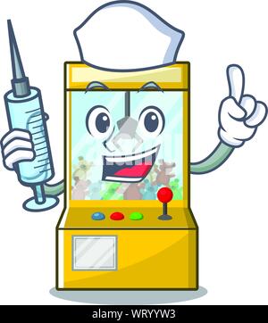 Krankenschwester Kran Spiel cartoon Form character Vector Illustration Stock Vektor