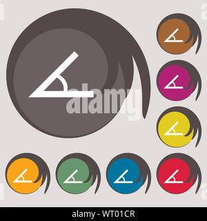 Winkel 45 Grad Symbol unterzeichnen. Symbole auf acht farbigen Tasten. Vektor Stock Vektor