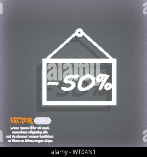 50 Diskont Symbol unterzeichnen. Auf dem blau-grünen Abstrakt Hintergrund mit Schatten und Platz für Ihren Text. Vektor Stock Vektor