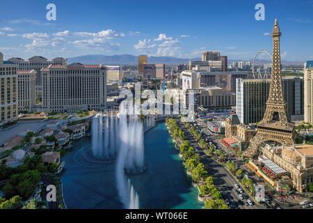 Las Vegas Strip Skyline im Sonnenuntergang gesehen Stockfoto