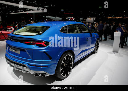 Frankfurt am Main, Deutschland. 10 Sep, 2019. Italienische Autohersteller Lamborghini zeigt die SUV-urus am 2019 Internationale Automobil-Ausstellung (IAA). (Foto von Michael Debets/Pacific Press) Quelle: Pacific Press Agency/Alamy leben Nachrichten Stockfoto