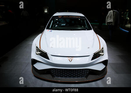 Frankfurt am Main, Deutschland. 10 Sep, 2019. Spanische Automobilhersteller SEAT, Teil des Volkswagen Konzerns, zeigt die elektrischen Auto CUPRA E-Racer am 2019 Internationale Automobil-Ausstellung (IAA). (Foto von Michael Debets/Pacific Press) Quelle: Pacific Press Agency/Alamy leben Nachrichten Stockfoto