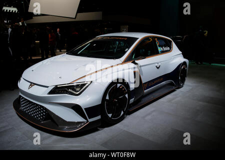 Frankfurt am Main, Deutschland. 10 Sep, 2019. Spanische Automobilhersteller SEAT, Teil des Volkswagen Konzerns, zeigt die elektrischen Auto CUPRA E-Racer am 2019 Internationale Automobil-Ausstellung (IAA). (Foto von Michael Debets/Pacific Press) Quelle: Pacific Press Agency/Alamy leben Nachrichten Stockfoto