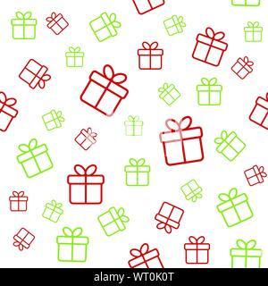 Weihnachten nahtlose Vektor weißen Muster mit Geschenkboxen Stock Vektor