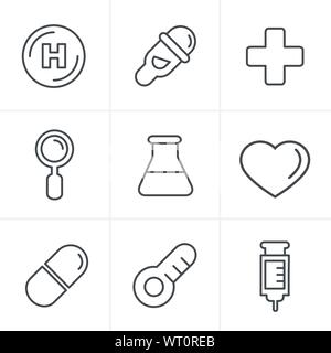 Zeile Symbole Stil medizinische Icons Set, Vektor-Design Stock Vektor