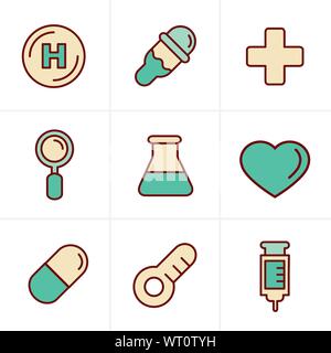 Ikonen-Stil medizinische Icons Set, Vektor-Design Stock Vektor