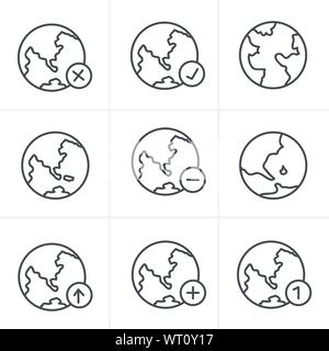 Linie Symbole Stil Erde Vektor-Icons set Stock Vektor