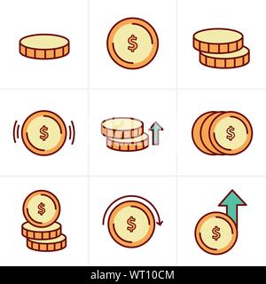 Münzen Icons Set, Vektor-Design Stock Vektor
