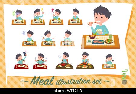 Eine Reihe von jungen über Mahlzeiten. Japanische und chinesische Küche, westliche Gerichte und so weiter. Es ist Vektor Kunst so ist es leicht zu bearbeiten. Stock Vektor