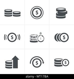 Münzen Icons Set, Vektor-Design Stock Vektor