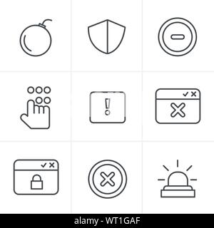 Zeile Symbole Stil Sicherheitssymbole Stock Vektor