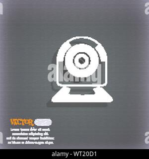 Webcam zeichen Symbol. Web video Symbol Chat. Kamera chat. Auf dem blau-grünen Abstrakt Hintergrund mit Schatten und Platz für Ihren Text. Vektor Stock Vektor