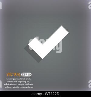 Markieren Sie das Symbol. Bestätigen Sie genehmigt Symbol. Auf dem blau-grünen Abstrakt Hintergrund mit Schatten und Platz für Ihren Text. Vektor Stock Vektor