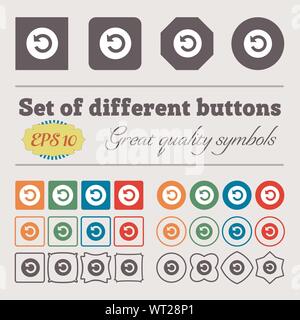 Upgrade, Pfeil-Symbol Zeichen. Große Reihe von bunten, vielfältigen und qualitativ hochwertigen Tasten. Vektor Stock Vektor