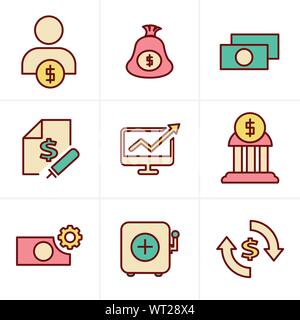 Symbole Stil Ikonen Stil Finance Icon Set, Vektor Stock Vektor