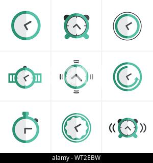 Flache Iconset Time Clock Icons, Vektor-Design Stock Vektor