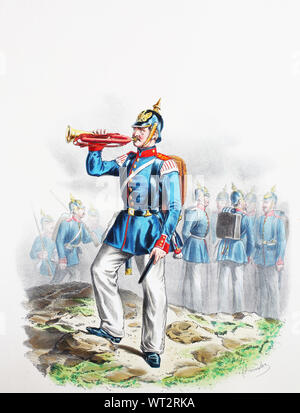 Königlich-preußischen Armee, Guards Corps Preußens Heer, preussische Garde, Leib-Grenadier-Regiment, Brandenburg Nr. 8, engagiert, Füsilier, digitale Reproduktion einer Abbildung aus dem 19. Jahrhundert verbessert Stockfoto