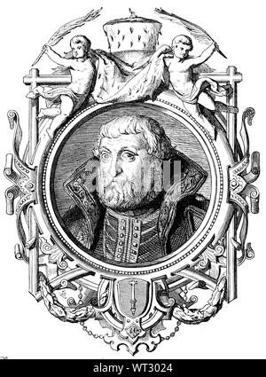 Johann Georg von Brandenburg Kurfürst von der Markgrafschaft Brandenburg und Herzog von Preußen. Johann Georg von Brandenburg, 1525-1598, von 1571 bis zu seinem Tode Markgraf von Brandenburg sowie Erzkämmerer und Kurfürst des Heiligen Römischen Reiches, Digital verbesserte Reproduktion einer Abbildung aus dem 19. Jahrhundert Stockfoto