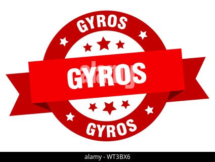 Gyros Ribbon. Gyros gyros Runde rote Zeichen. Stock Vektor