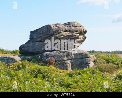 Auf Birchen Rand eine Große verwitterte Felsformation namens gritstone Royal Sovereign. Stockfoto