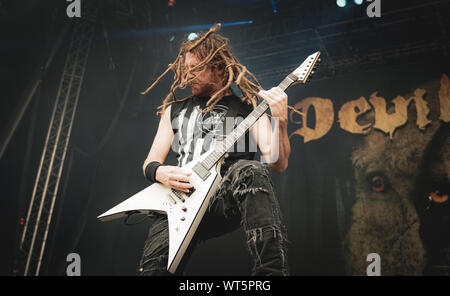 Kopenhagen, Dänemark. 22., Juni 2017. Die amerikanische heavy metal band DevilDriver führt eine live während der dänischen Heavy Metal Music festival Copehell 2017 in Kopenhagen. Hier Gitarrist Mike Spreitzer wird gesehen, live auf der Bühne. (Foto: Gonzales Foto - Nikolaj Bransholm). Stockfoto
