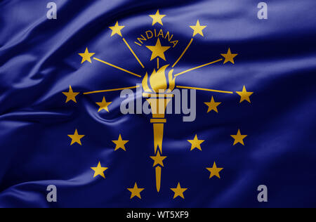 Waving state flag of Indiana - United States of America Stockfoto