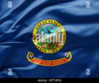 Winkende Staatsflagge von Idaho - Vereinigte Staaten von Amerika Stockfoto