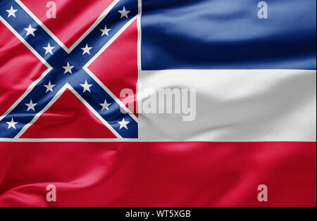 Winkende Staatsflagge von Mississippi - Vereinigte Staaten von Amerika Stockfoto