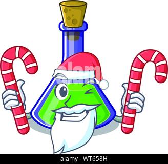 Santa mit Süßigkeiten Zaubertrank auf der Cartoon Tabelle Vector Illustration Stock Vektor
