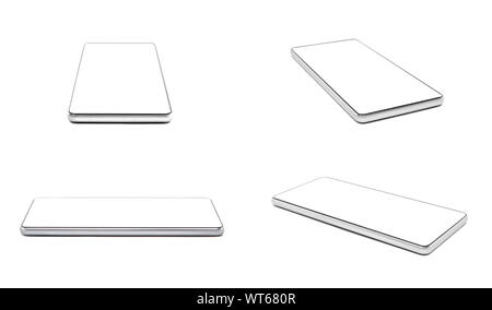 Leerer Bildschirm Mobiltelefon auf weißem Hintergrund. Stockfoto