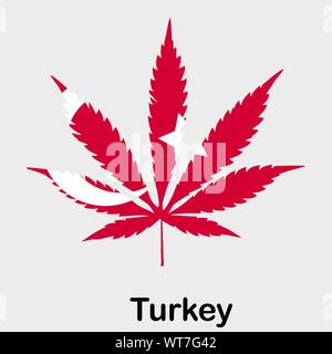 Flagge in Form von Cannabis leaf. Das Konzept der Legalisierung von Marihuana, Cannabis in der Türkei Stock Vektor