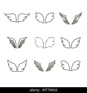 Flügel Icon Set Vögel und Engel Stock Vektor