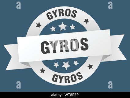 Gyros Ribbon. gyros Gyros runde weiße Zeichen. Stock Vektor