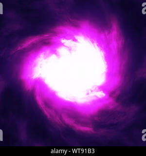 Abstrakte leuchtende lila Wolken mit weißen Loch. Stockfoto