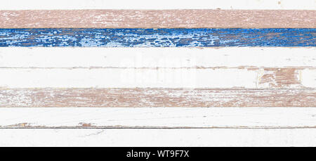 Grunge Hintergrund. Abblätternde Farbe auf einem alten Holz- Hintergrund. rostige verwitterte Holzbohlen. Stockfoto