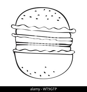 Schwarze und weiße Vektor Symbol der Hamburger Stock Vektor