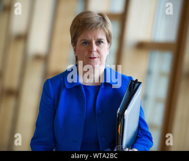 Edinburgh, Großbritannien. 5. September 2019. Im Bild: Nicola Sturgeon MSP - Schottischer Erster Minister und Leiter der Scottish National Party. Szenen vom Holyrood vor dem Ersten Minister Fragen zurück in die Kammer nach der Sommerpause. Colin Fisher/CDFIMAGES.COM Stockfoto