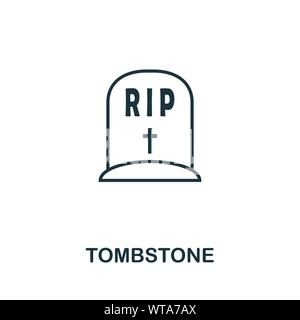 Tombstone Umrisse Symbol. Thin Line Style von Halloween icons Collection. Pixel Perfect einfaches Element tombstone Symbol für Web Design, Apps, Software Stock Vektor