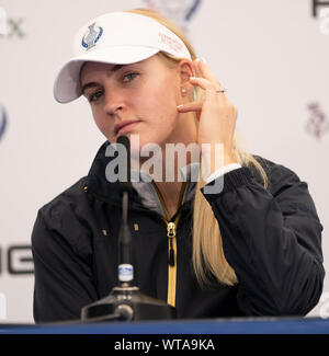 Auchterarder, Schottland, Großbritannien. 11. September 2019. Pressekonferenzen aus Team Spieler in Gleneagles. Abgebildet; Team Europa Charley Rumpf. Iain Masterton/Alamy leben Nachrichten Stockfoto