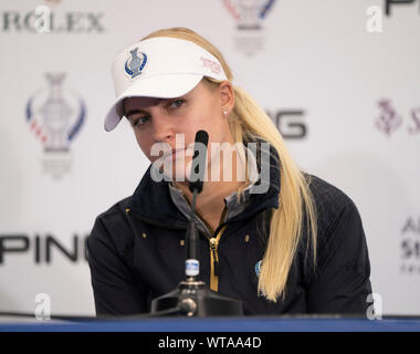 Auchterarder, Schottland, Großbritannien. 11. September 2019. Pressekonferenzen aus Team Spieler in Gleneagles. Abgebildet; Team Europa Charley Rumpf. Iain Masterton/Alamy leben Nachrichten Stockfoto