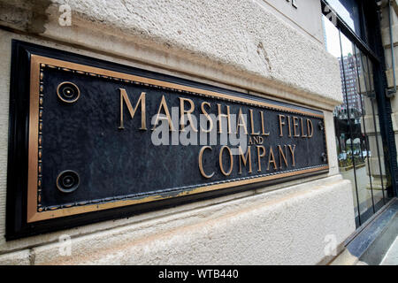 Marshall für das Feld Firma Plakette auf Macys Kaufhaus Gebäude Chicago Illinois USA Stockfoto