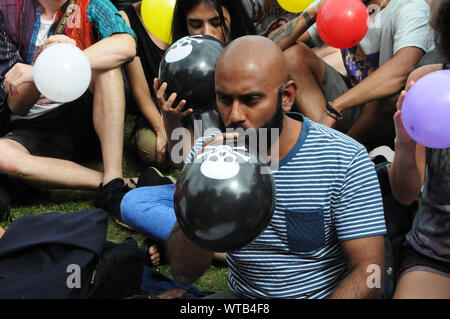 Protest gegen die Kriminalisierung von legalen Highs. Stockfoto