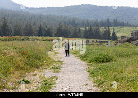 Dirt Road, die durch die Gräber in der Nekropole in Baumwolle schloss im Frühjahr - Pamukkale - hierapolis - Türkei Stockfoto