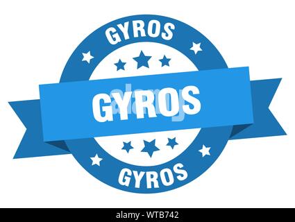 Gyros Ribbon. gyros Gyros runde blaue Zeichen. Stock Vektor