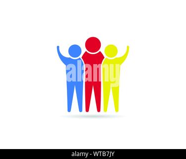 Happy Erwachsener mit Jugendlichen Logo Design Illustration, Familienkonzept Stock Vektor